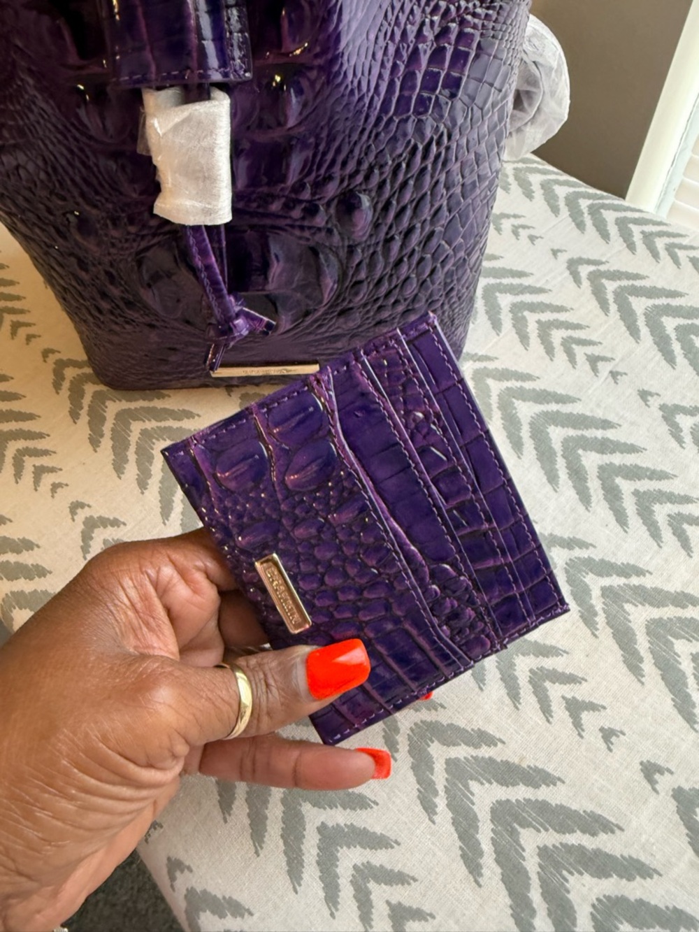 Brahmin Purple Embossed Backpack